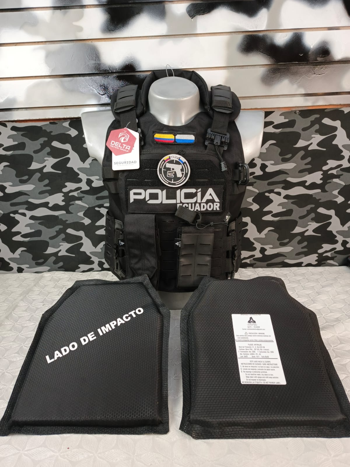 CHALECOS DELTA DISEÑO LASER BASICO + PLACAS